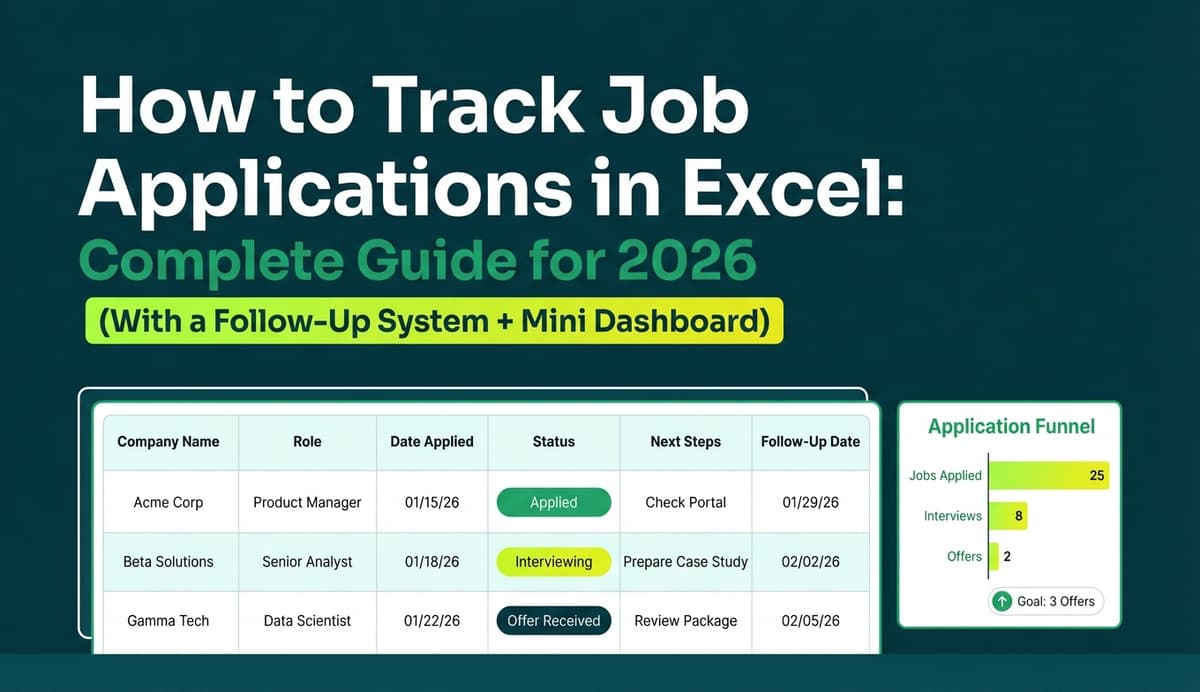 Job 5 Excel How to Track Job Applications in Excel: Complete Guide for 2026 (With a ...