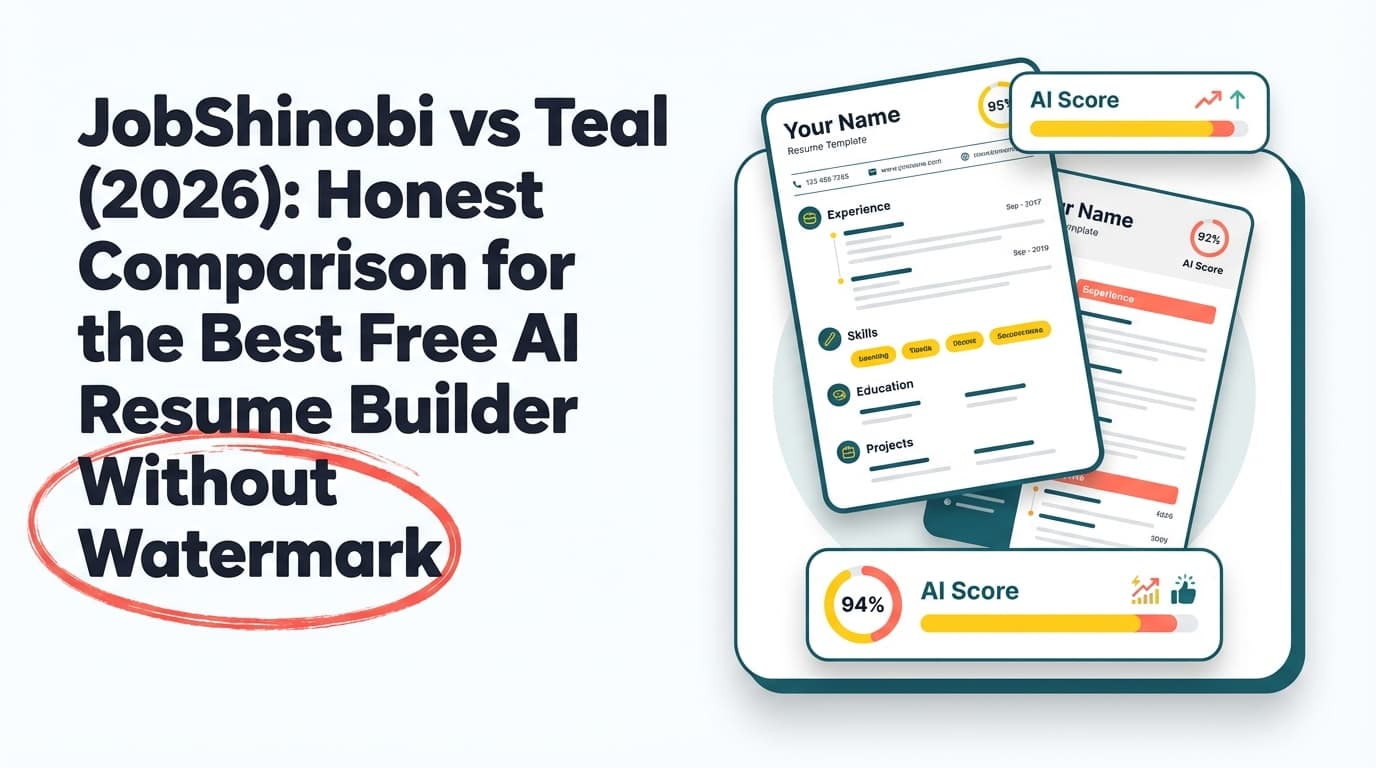 JobShinobi vs Teal (2026): Honest Comparison for the Best Free AI Resume Builder Without Watermark