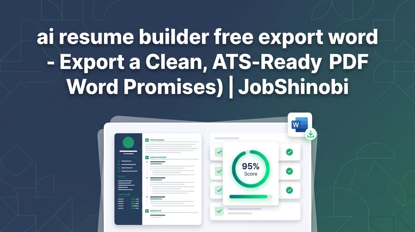 ai resume builder free export word - Export a Clean, ATS-Ready PDF (No Word Promises) | JobShinobi