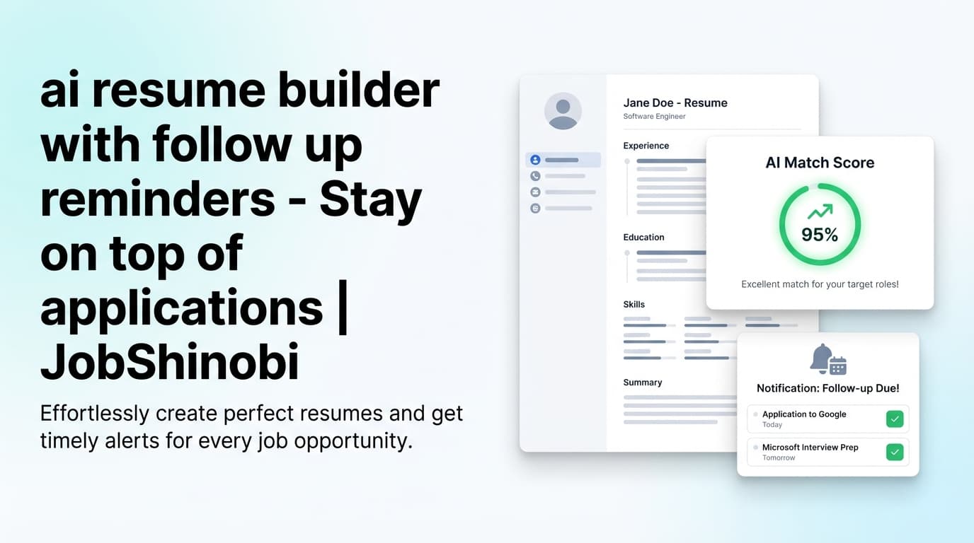 ai resume builder with follow up reminders - Stay on top of applications | JobShinobi